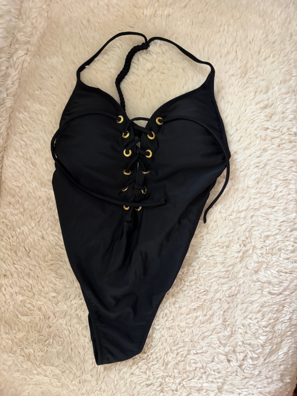 NWOT Abercrombie Black Lace-Up One-Piece Swimsuit